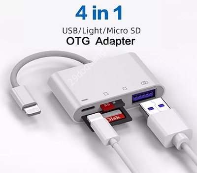 Cáp Chuyển Đổi iPhone Lightning Sang USB OTG 3.0, Cổng Sạc , Bộ Đọc Thẻ SD/TF Cho iPhone 12 11 X XS 8/7 iPad (4 Trong 1) JH-0512 Cáp Chuyển Đổi iPhone Lightning Sang USB OTG 3.0, Cổng Sạc , Bộ Đọc Thẻ SD/TF Cho iPhone 12 11 X XS 8/7 iPad (4 Trong 1) JH-0512