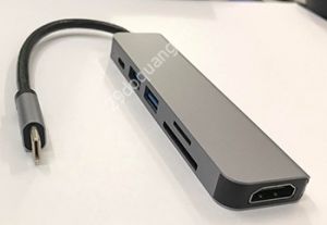 Cáp chuyển USB Type-C to SD Card/ TF Card/ 3 cổng USB/ 1 HDMI 4K (6 in 1)