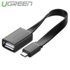 Dây Micro USB 2.0 OTG dạng dẹt dài 10cm UGREEN US126 10821 (màu đen)