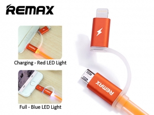 Cable USB TO IPHONE 6 + Micro REMAX 1M Aurora (dẹp)