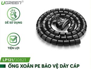 Dây ống xoắn PE bảo vệ cáp cao cấp Ugreen 30818 1.5M màu Đen