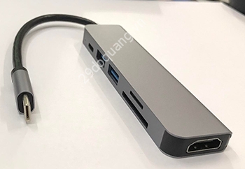 Cáp chuyển USB Type-C to SD Card/ TF Card/ 3 cổng USB/ 1 HDMI 4K (6 in 1)